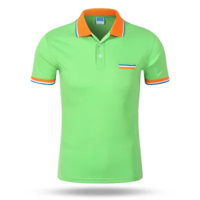 Men Business Casual Color Block Plus Size Short Sleeve Lapel Polo Shirt