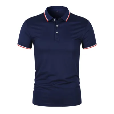 Men Business Casual Stripe Plus Size Short Sleeve Lapel POLO Shirt