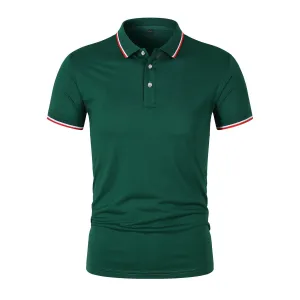 Men Business Casual Stripe Plus Size Short Sleeve Lapel POLO Shirt