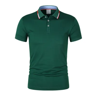 Men Business Casual Stripe Plus Size Short Sleeve Lapel Polo Shirt