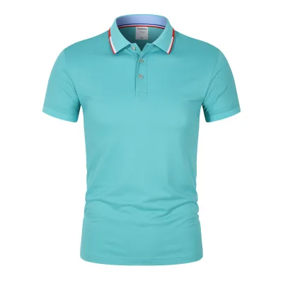 Men Business Casual Stripe Plus Size Short Sleeve Lapel Polo Shirt