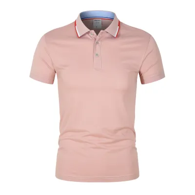 Men Business Casual Stripe Plus Size Short Sleeve Lapel Polo Shirt