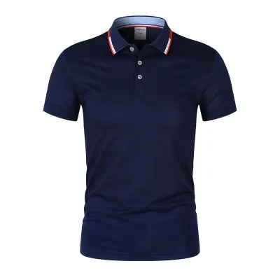 Men Business Casual Stripe Plus Size Short Sleeve Lapel Polo Shirt