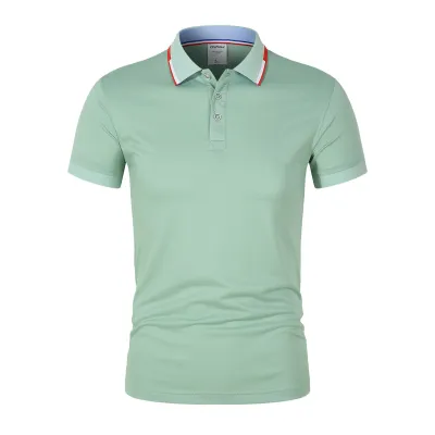 Men Business Casual Stripe Plus Size Short Sleeve Lapel Polo Shirt