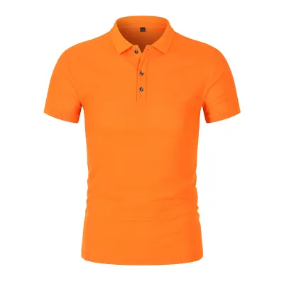 Men Business Casual Slim Fit Solid Color Short Sleeve Lapel Cotton Polo Shirt