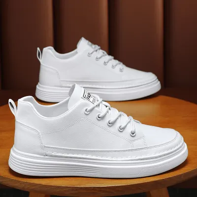 Men Leisure Sports Versatile Lace-Up Sneakers Mid Top PU