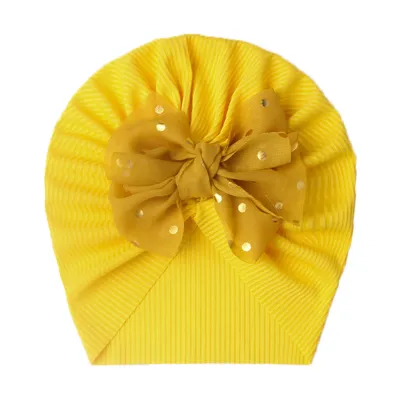 Newborn Cute Bow Dome Fabric Turban Cap Kids Accessories