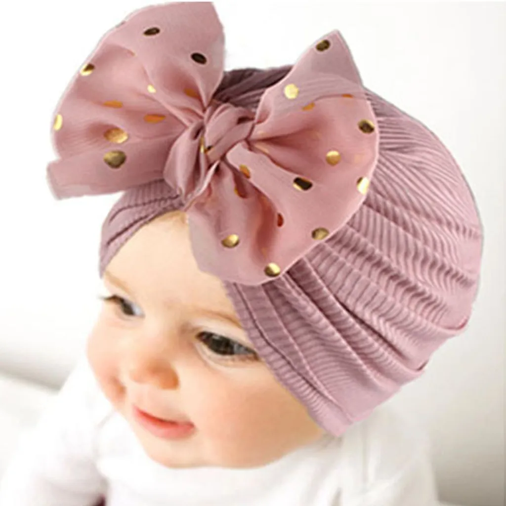 Newborn Cute Bow Dome Fabric Turban Cap Kids Accessories