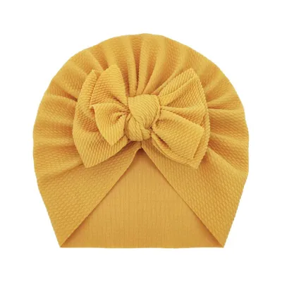 Newborn Cute Solid Color Bow Turban Cap Dome Fabric Fashion Commuter