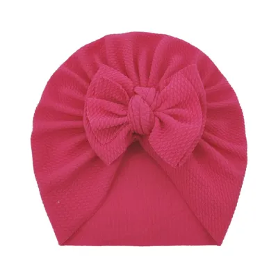 Newborn Cute Solid Color Bow Turban Cap Dome Fabric Fashion Commuter