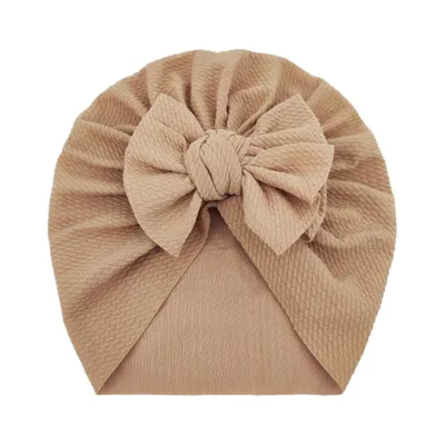 Newborn Cute Solid Color Bow Turban Cap Dome Fabric Fashion Commuter
