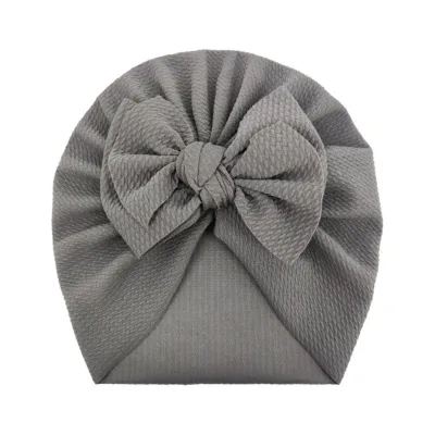 Newborn Cute Solid Color Bow Turban Cap Dome Fabric Fashion Commuter
