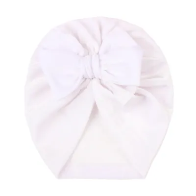 Newborn Cute Solid Color Bow Turban Cap Baby Hat