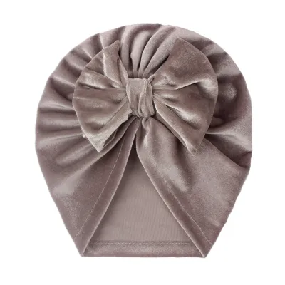 Newborn Cute Solid Color Bow Turban Cap Baby Hat