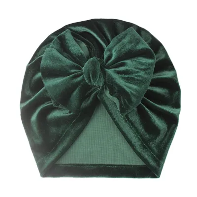 Newborn Cute Solid Color Bow Turban Cap Baby Hat