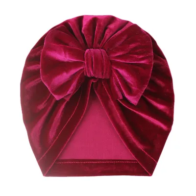 Newborn Cute Solid Color Bow Turban Cap Baby Hat