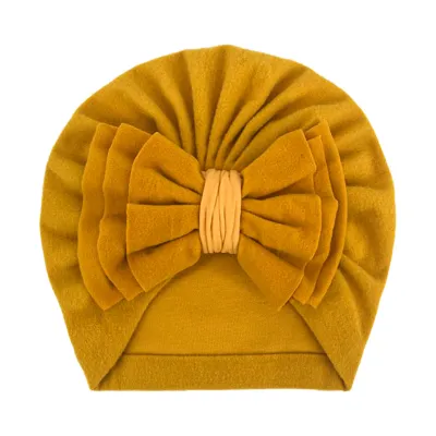 Newborn Cute Solid Color Bow Turban Cap Dome Cloth Fashion Commuter