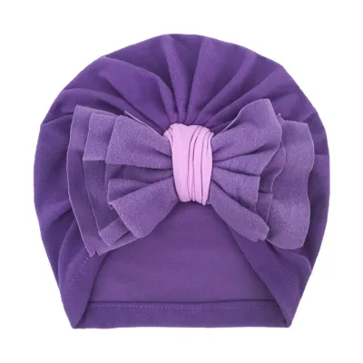 Newborn Cute Solid Color Bow Turban Cap Dome Cloth Fashion Commuter
