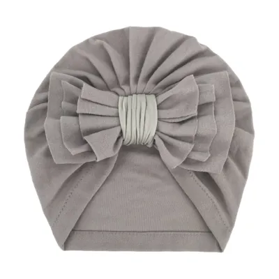 Newborn Cute Solid Color Bow Turban Cap Dome Cloth Fashion Commuter