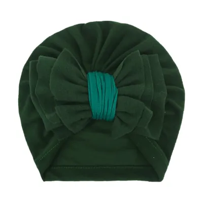 Newborn Cute Solid Color Bow Turban Cap Dome Cloth Fashion Commuter