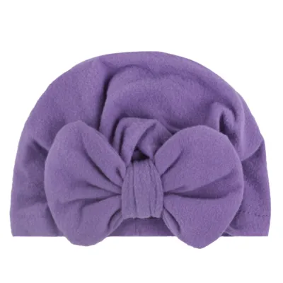 Newborn Cute Solid Color Bow Turban Cap