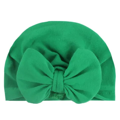 Newborn Cute Solid Color Bow Turban Cap