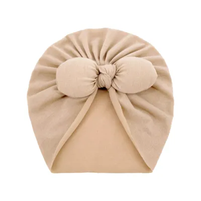 Newborn Cute Solid Color Bow Turban Cap Dome Hat Polyester Fashion Commuter