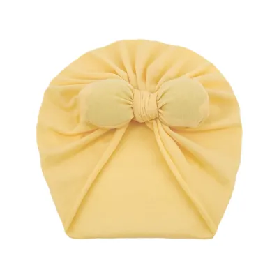 Newborn Cute Solid Color Bow Turban Cap Dome Hat Polyester Fashion Commuter