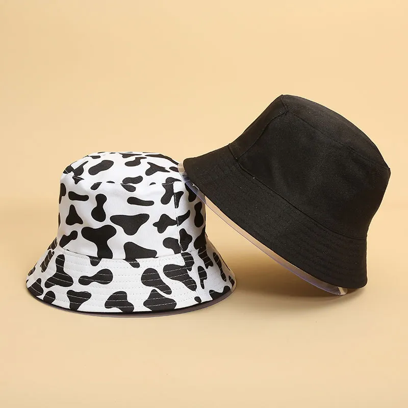 Fashion Casual Cow Printed Double-Sided Sunscreen Bucket Hat