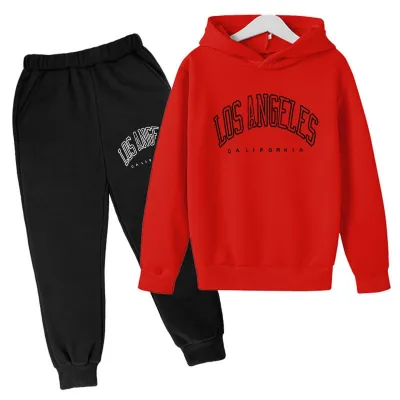 Kids Toddler Boys Girls Casual Sports Solid Color Long Sleeve Hoodie and Pants Set Fleece Pullover