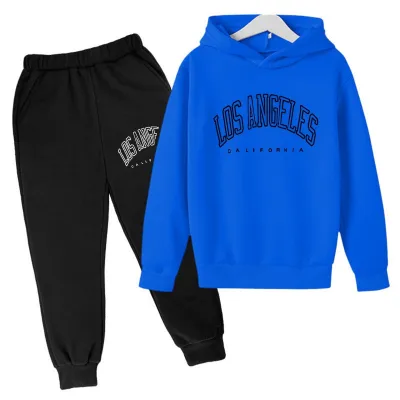 Kids Toddler Boys Girls Casual Sports Solid Color Long Sleeve Hoodie and Pants Set Fleece Pullover