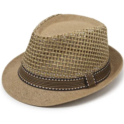 Men Retro Straw Stitching Mesh Jazz Sun Hat