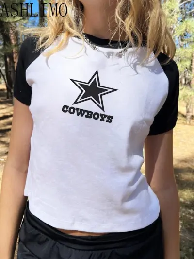 Women Sexy Heart Printed Short-Sleeve Crop Top
