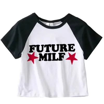 Women Sexy Heart Printed Short-Sleeve Crop Top