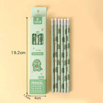 Cartoon Cute Wooden Pencil Stationery 10-Piece Set