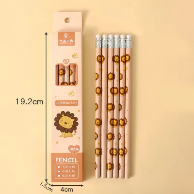 Cartoon Cute Wooden Pencil Stationery 10-Piece Set