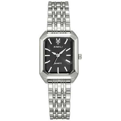 Women's Fashion Simple Square Dial Alloy Strap Quartz Watch with Pointer Numbers