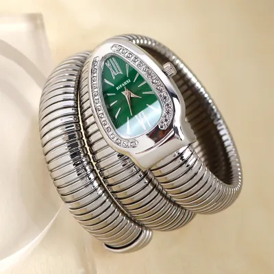 Women Fashion Creative Rhinestone Snake-Shaped Quartz Watch