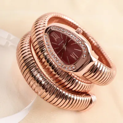Women Fashion Creative Rhinestone Snake-Shaped Quartz Watch