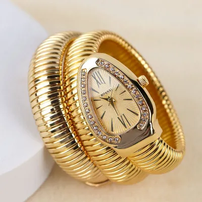 Women Fashion Creative Rhinestone Snake-Shaped Quartz Watch