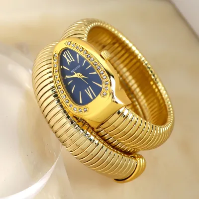 Women Fashion Creative Rhinestone Snake-Shaped Quartz Watch