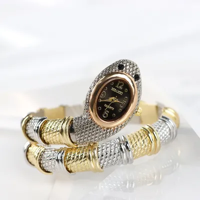 Women Fashion Creative Snake-Shaped Alloy Bracelet Quartz Watch
