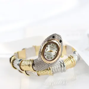 Women Fashion Creative Snake-Shaped Alloy Bracelet Quartz Watch
