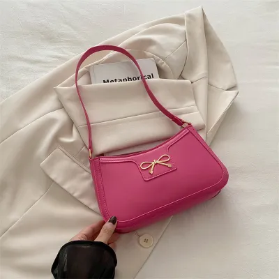Women Fashion Casual Solid Color Bowknot Shoulder Bag
