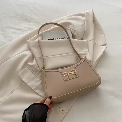 Women Fashion Casual Solid Color Bowknot Shoulder Bag