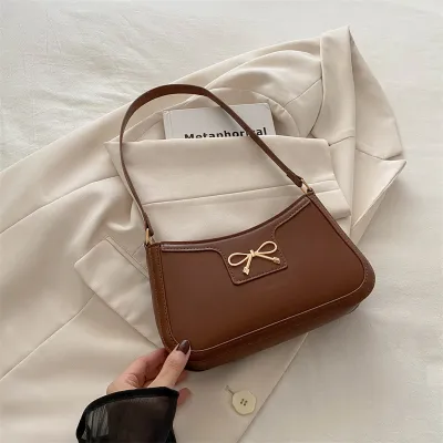 Women Fashion Casual Solid Color Bowknot Shoulder Bag