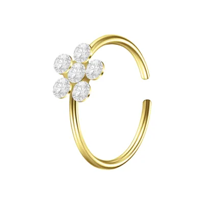 Women Fashion Rhinestone Flower-Shaped Nose Clip Body Piercing Jewelry