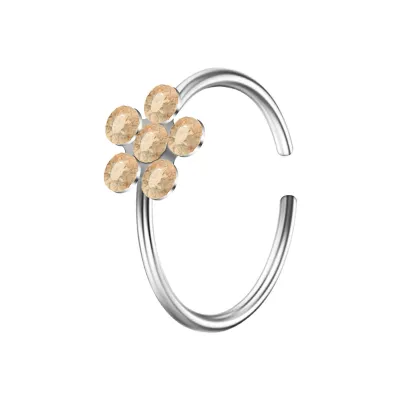 Women Fashion Rhinestone Flower-Shaped Nose Clip Body Piercing Jewelry