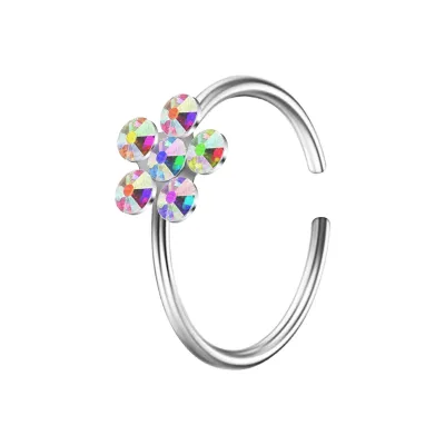 Women Fashion Rhinestone Flower-Shaped Nose Clip Body Piercing Jewelry