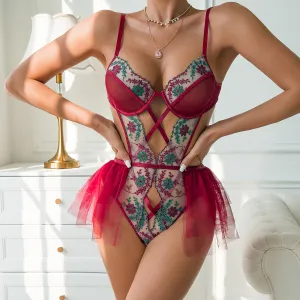 Women Sexy Embroidered Stitching Bra Set